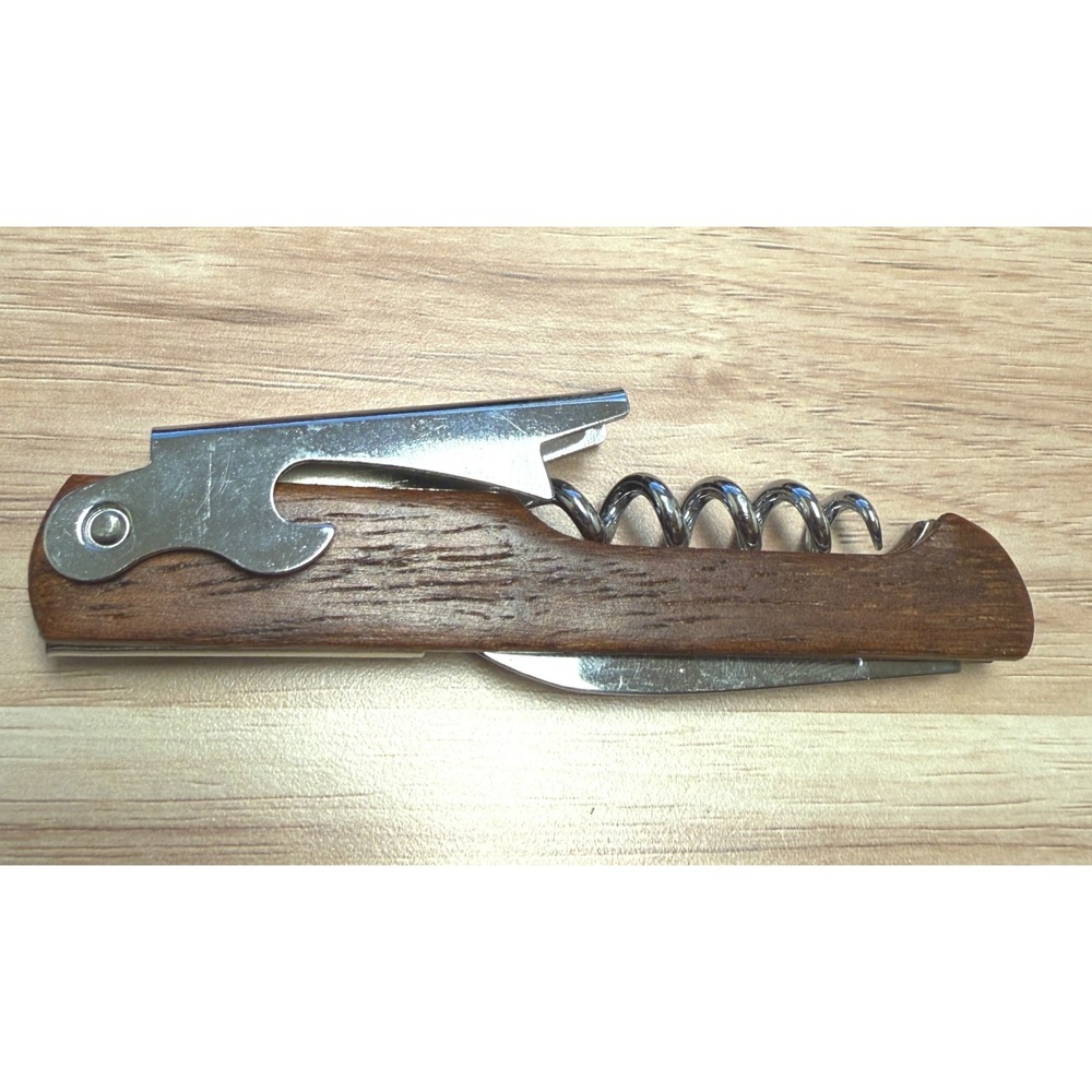 Wooden Waiters Corkscrew Wine Bottle Opener with Foil Cutter and Beer Opener